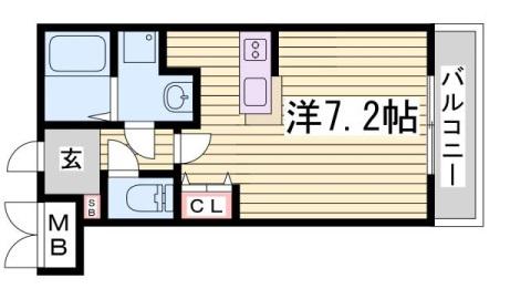 ラウル六甲道(ワンルーム/4階)の間取り写真
