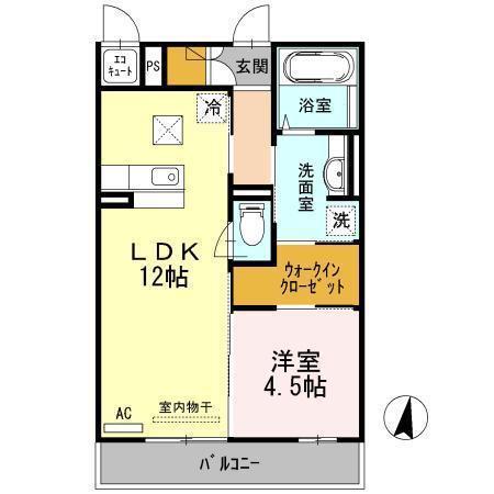 ヴィサージュ(1LDK/2階)の間取り写真