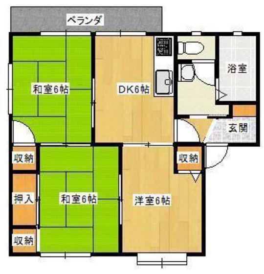 ディアスS(3DK/2階)の間取り写真