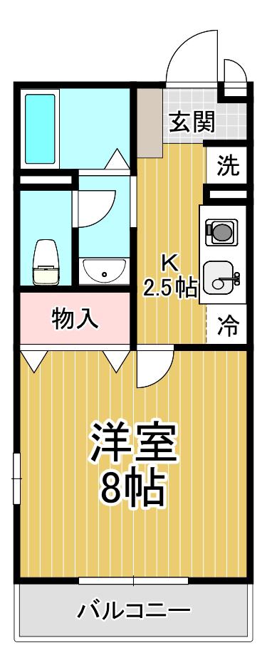 エスポワールⅡ(1K/2階)の間取り写真