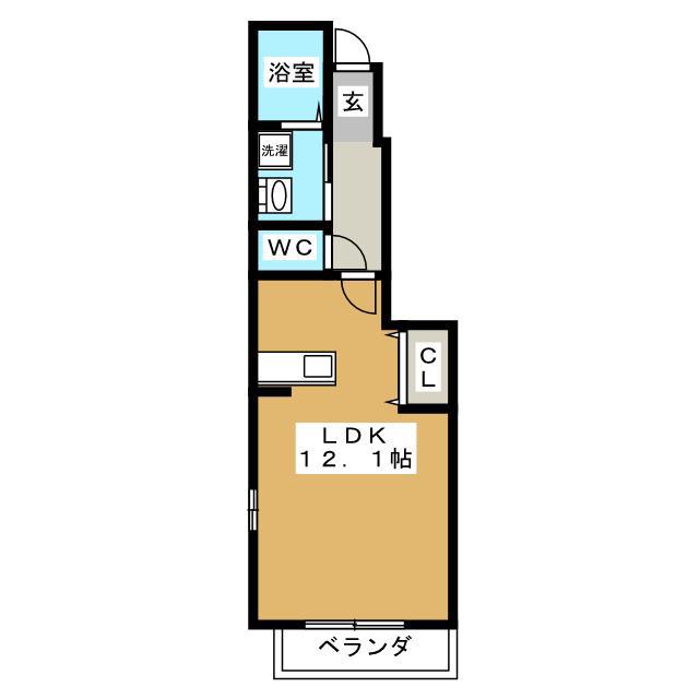 さらいI(ワンルーム/1階)の間取り写真