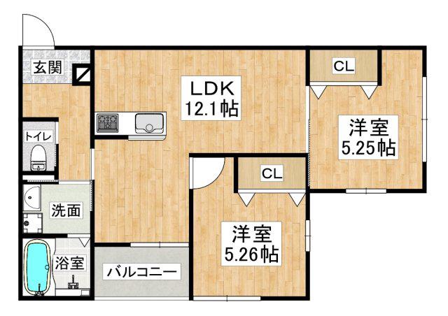 プライム神戸垂水(2LDK/1階)の間取り写真