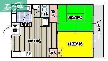 西川コーポ(2DK/2階)の間取り写真