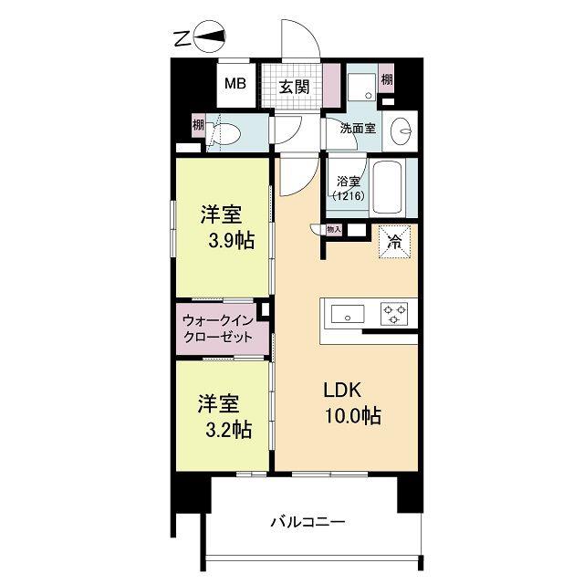 ソルレヴェンテ新梅田(2LDK/3階)の間取り写真