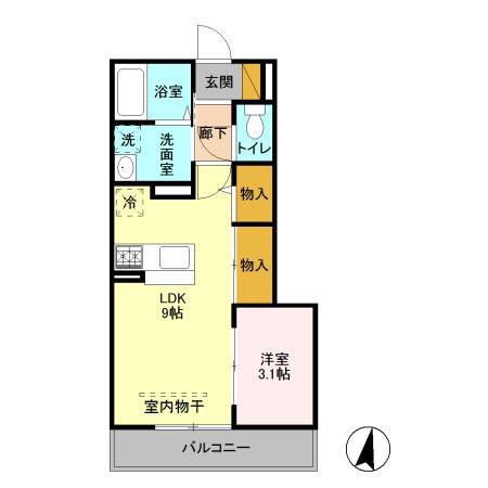 椿ヴィレッジ(1LDK/2階)の間取り写真