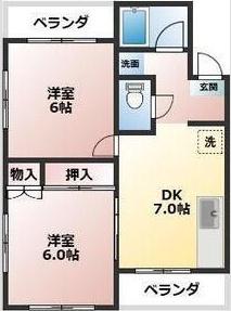 マンションアサノ(2DK/5階)の間取り写真