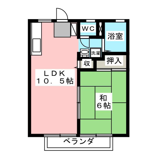 ハイツ21TH A(1LDK/2階)の間取り写真