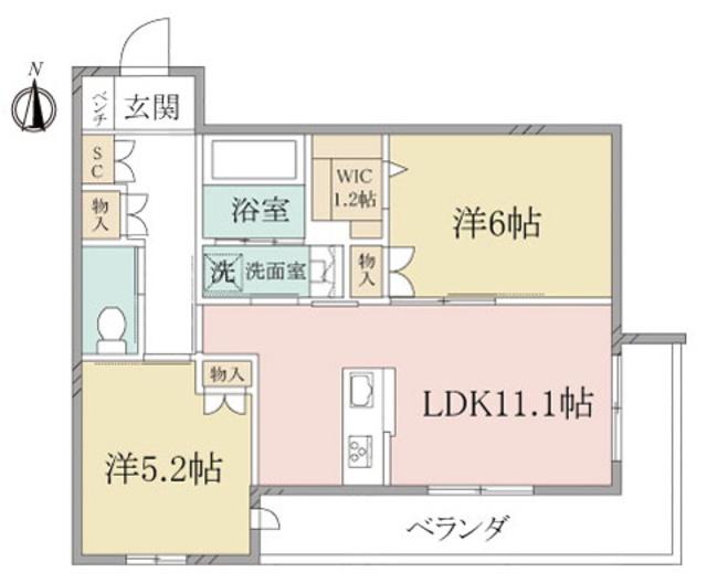 ヘーベルヴィレッジ蕨SHIMANO(2LDK/2階)の間取り写真