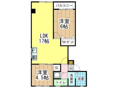 中津口小住ビル(2LDK/4階)の間取り写真