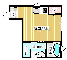 フェリオ不二ガ丘(ワンルーム/1階)の間取り写真