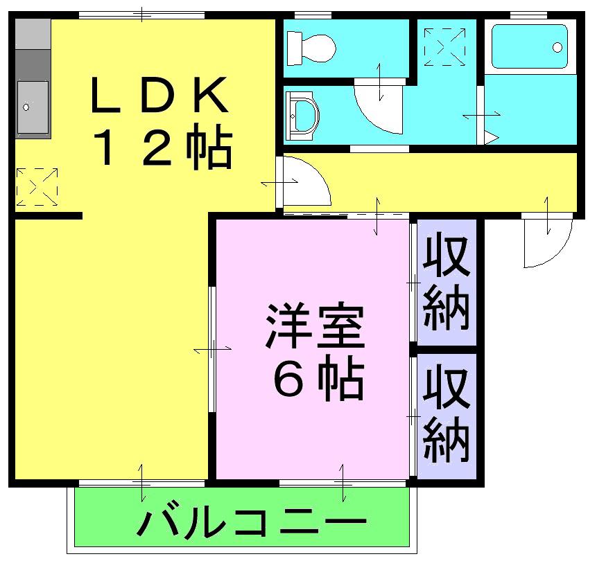 プレジール帯高(1LDK/2階)の間取り写真