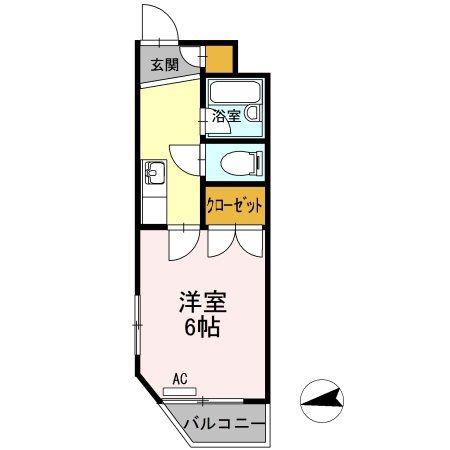 平成第二ビル(1K/4階)の間取り写真