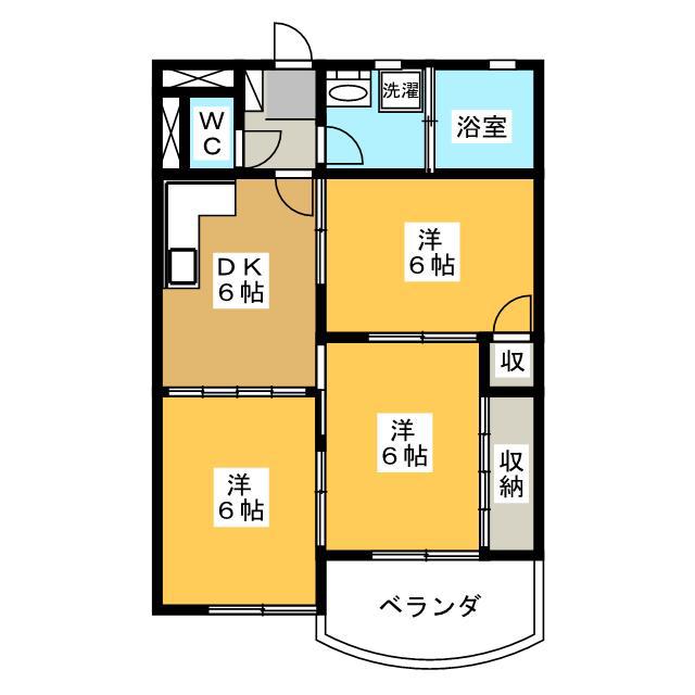 グリーンハイツ那加(3DK/4階)の間取り写真