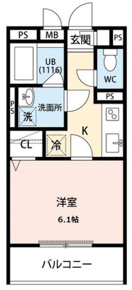 ラヴェニール国分寺(1K/2階)の間取り写真