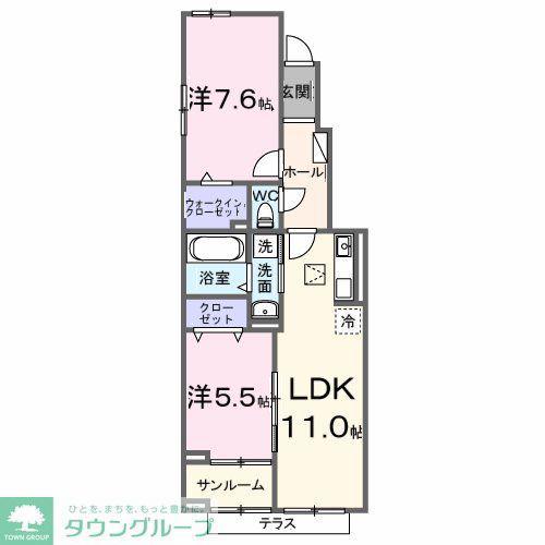 ビオレタA(2LDK/1階)の間取り写真