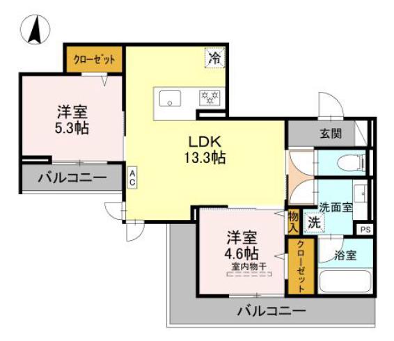 トリアングル(2LDK/3階)の間取り写真