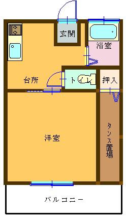 かりんハイツ(1K/2階)の間取り写真