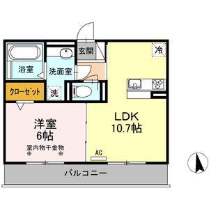 エーデルハイムクロダII(1LDK/2階)の間取り写真