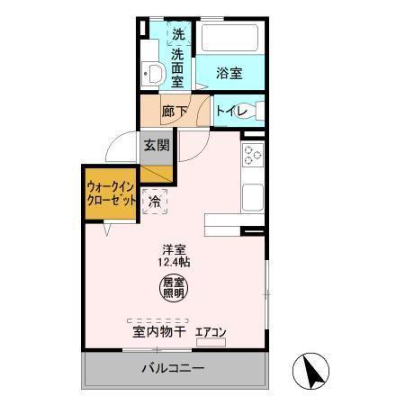 フォルテューヌ畑沢南(ワンルーム/2階)の間取り写真