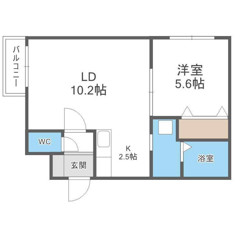 CREA ノース15B(1LDK/4階)の間取り写真