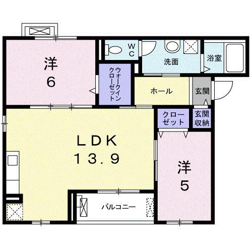 ルル オブ 蛇塚 プログレッソ(2LDK/2階)の間取り写真