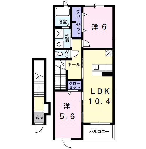 セレーノA(2LDK/2階)の間取り写真