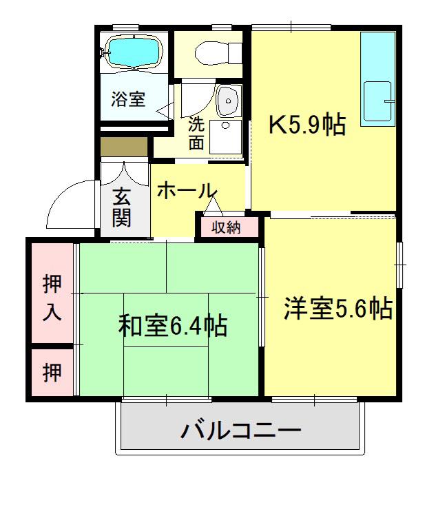 リバーサイドハウス弐番館(2K/2階)の間取り写真