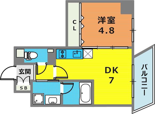グランボヌール(1DK/5階)の間取り写真