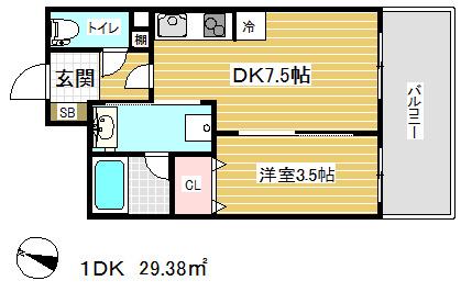 フロレスタ(1DK/2階)の間取り写真