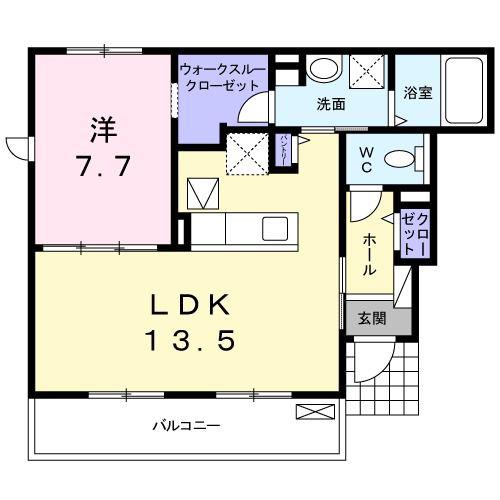 サンレイク(1LDK/1階)の間取り写真