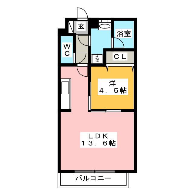 太陽の丘(1LDK/1階)の間取り写真
