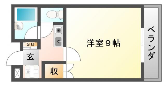 アルカサール千里山(1K/2階)の間取り写真