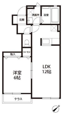 ミニョン・M(1LDK/1階)の間取り写真