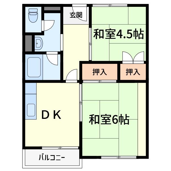 マンション緑町(2DK/4階)の間取り写真