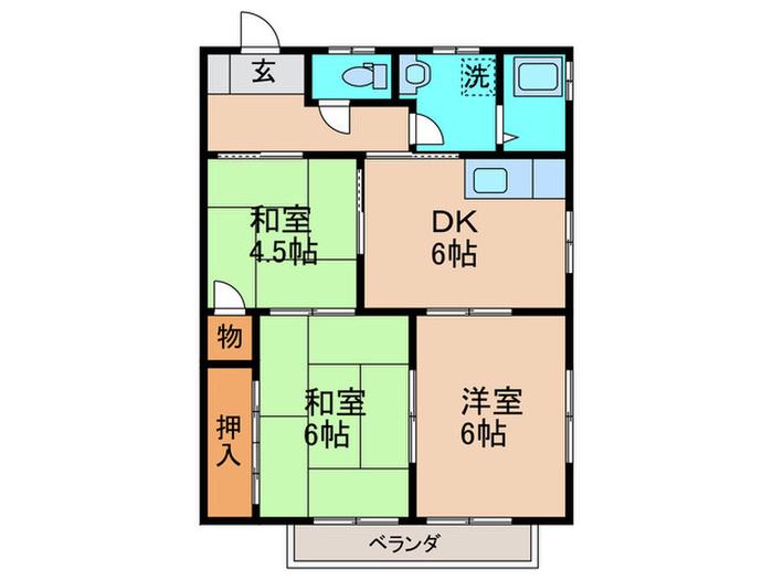 コーポ大谷Ⅰ(3DK/2階)の間取り写真