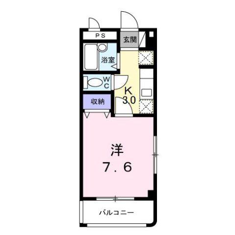 レインボーヒルズSII(1K/1階)の間取り写真