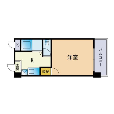 テングッド祖原パーク(1K/4階)の間取り写真