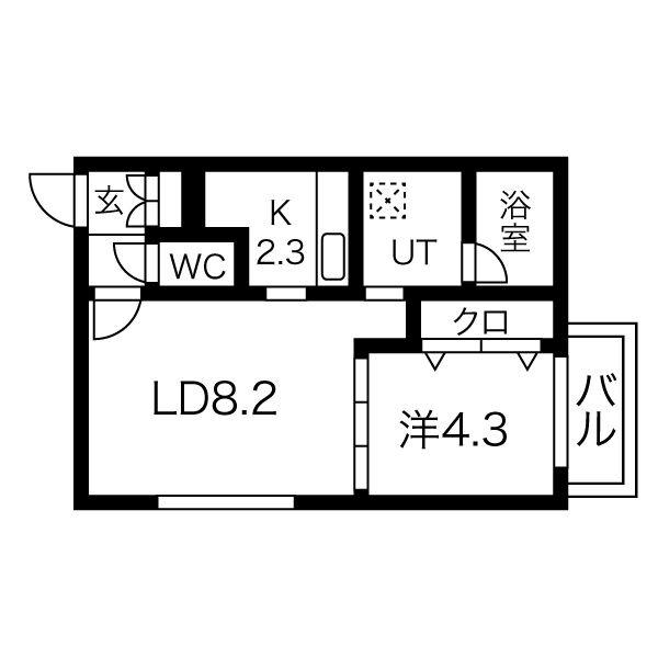 BLANC CASSE N11(1LDK/1階)の間取り写真