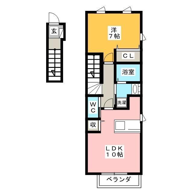 サン アステールA棟(1LDK/2階)の間取り写真