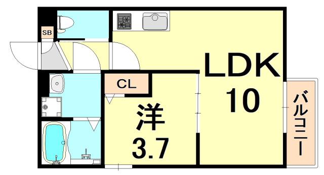 フィノ塚口(1LDK/2階)の間取り写真