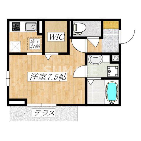 D-ROOM西ヶ原(1K/1階)の間取り写真