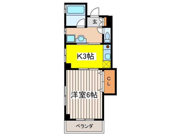 AQUT (1K/3階)の間取り写真
