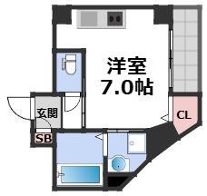 アムズコート勝山(1K/3階)の間取り写真