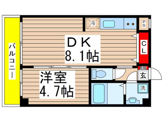 CANPEONES(1DK/4階)の間取り写真