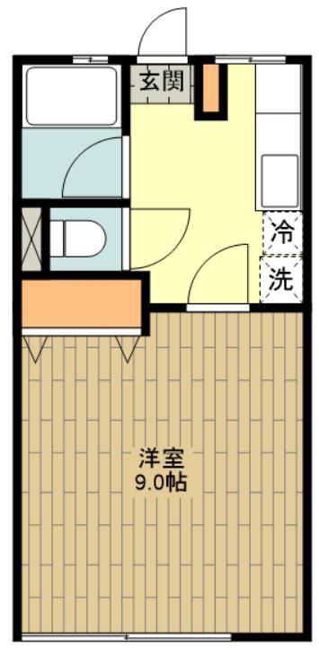 シティハイムパルメ(1DK/2階)の間取り写真