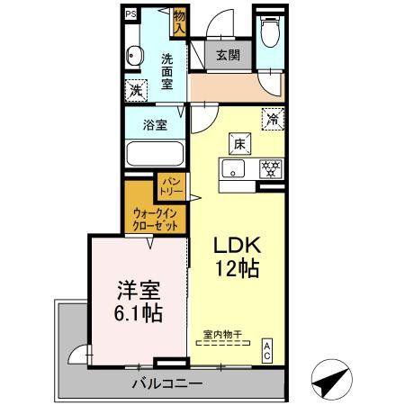SALICE K(1LDK/1階)の間取り写真