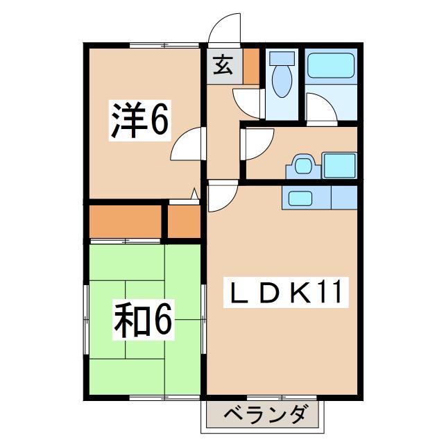 カーサ・あぐり(2LDK/2階)の間取り写真