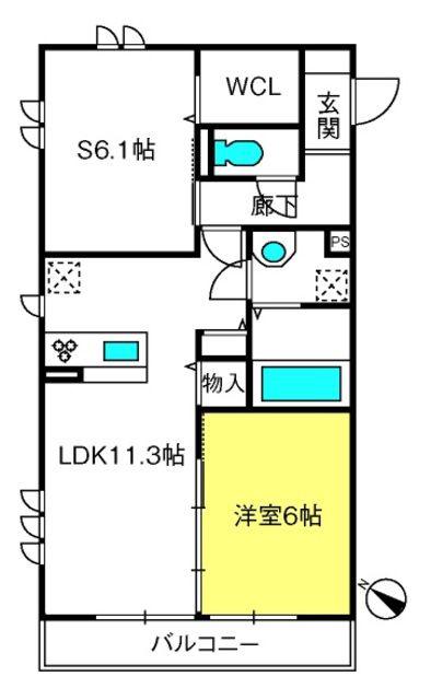 本郷の杜ラウン(1SLDK/3階)の間取り写真