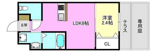 リアコート千里丘IIノース(1LDK/1階)の間取り写真