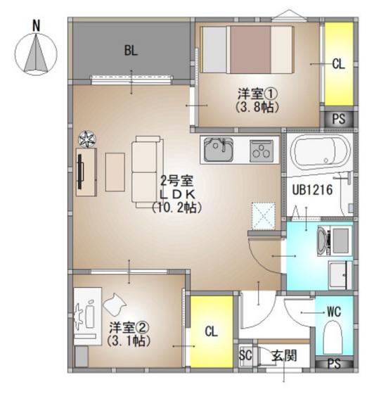 REGALEST 伊島I(2LDK/3階)の間取り写真